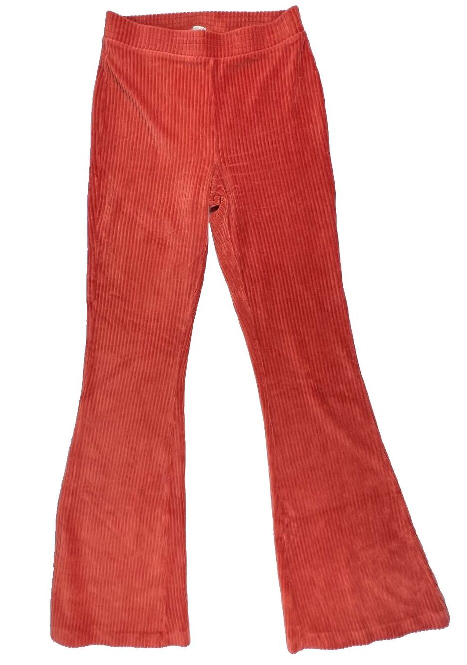 AERIE Groove-On Rib Velour Flare Pants Women’s M LONG Red High Rise Y2K Boho